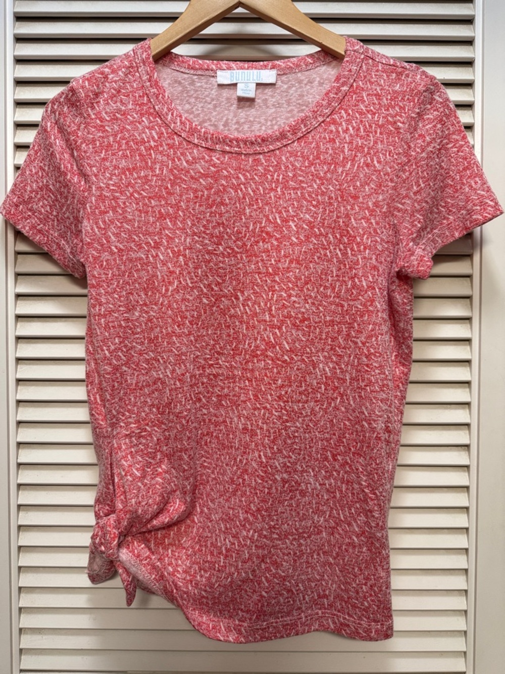 Bunulu Coral Heather Short Sleeve Tee with Side Tie